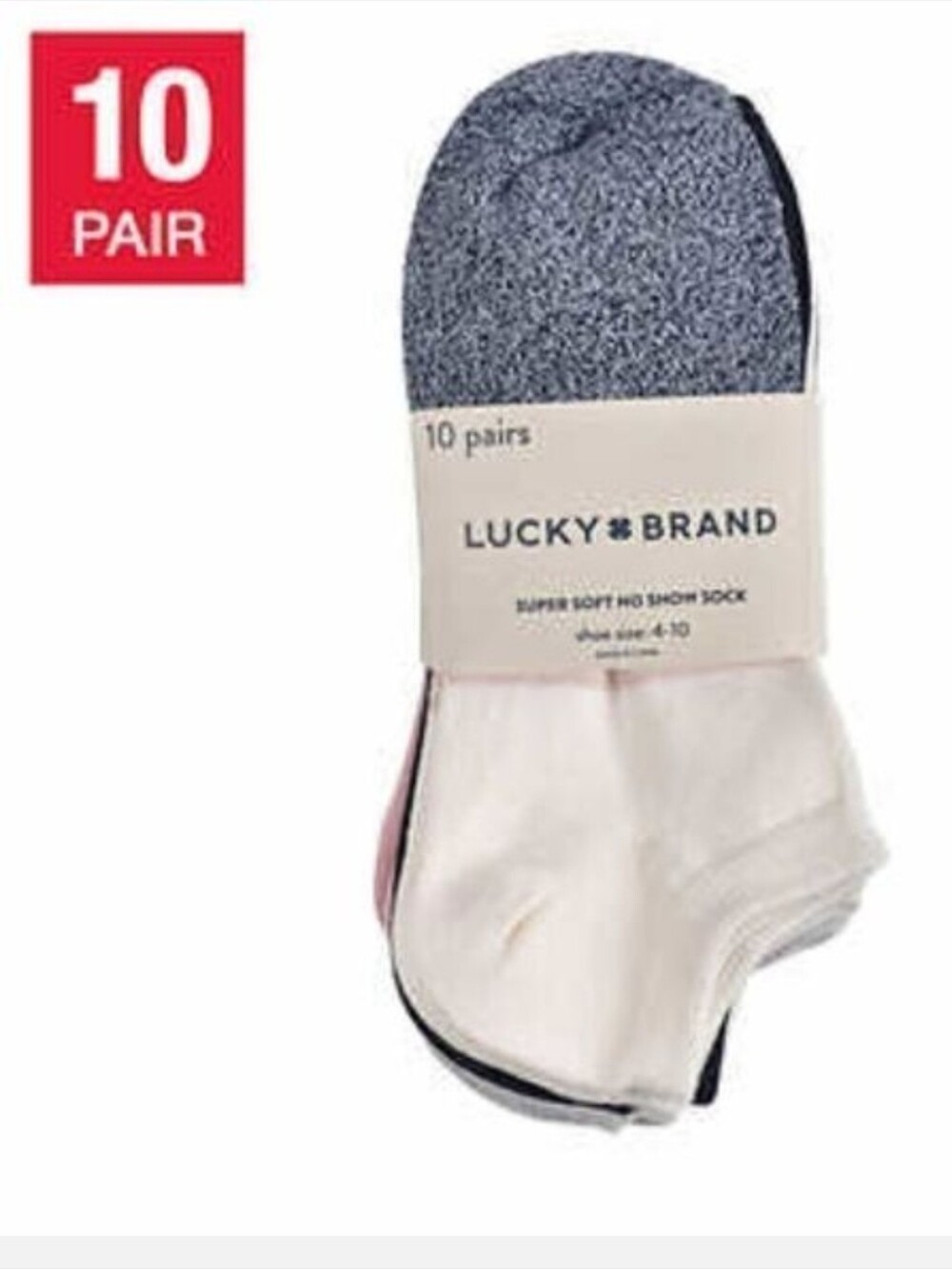 Lucky Brand Men’s 10-Pack Low-Cut No-Show Socks - White, Gray, Pink